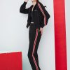 Short version brand three color striped hooded