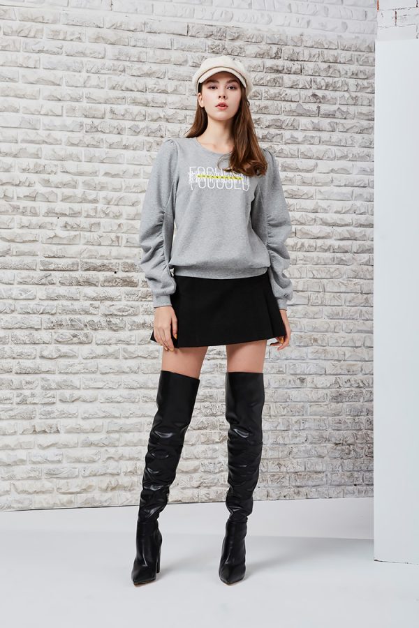 Casual printed puffy sleeve top