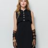 Satin collar button level sleeveless