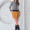 Checkered round neck jacket