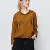Casual hooded drawstring pocket top