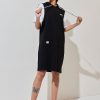 Hooded sports style fake two-piece dress