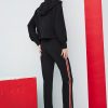 Short version brand three color striped hooded