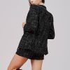 Knit checked lapel coat
