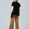 Short-sleeved knit hooded coat