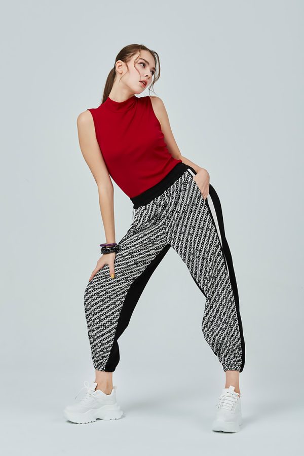 Pants Diamond plaid casual bunched