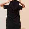 Hat rope LOGO pocket hooded dress