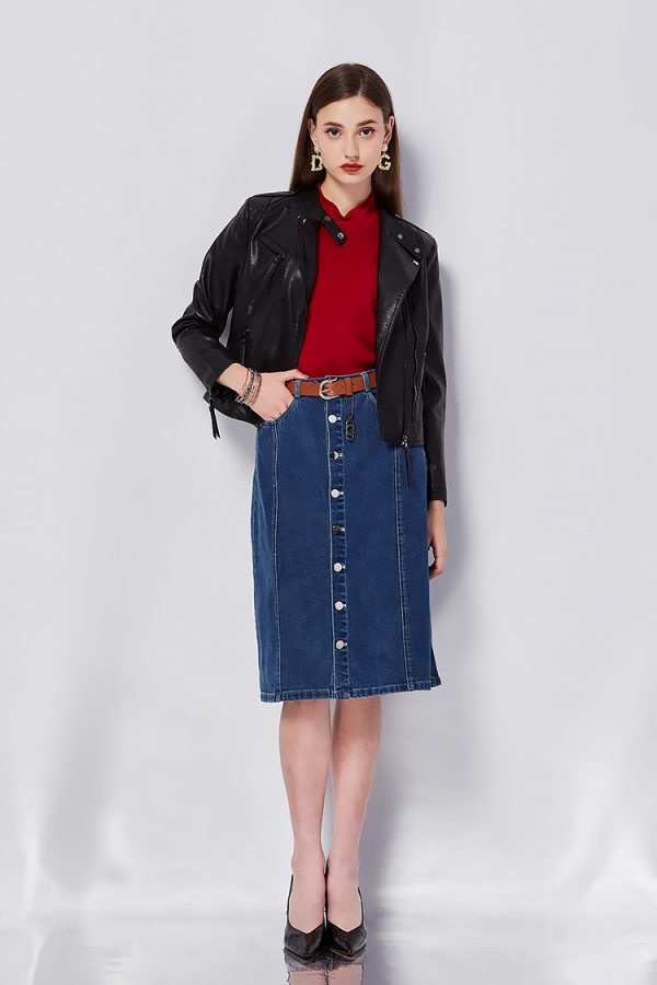Double zipper leather jacket
