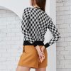 Checkered round neck jacket