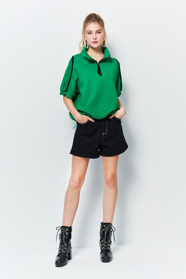 Casual high-waisted stereo belt shorts