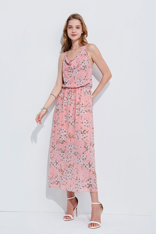 Long dress with waistband back