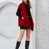 Short-sleeved knit hooded coat