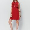 Satin collar button level sleeveless