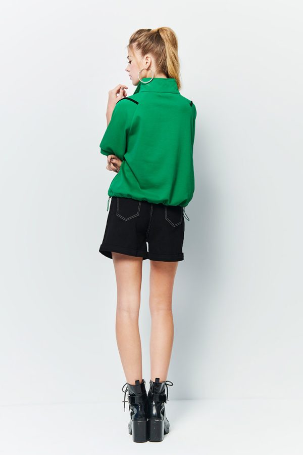 Casual high-waisted stereo belt shorts